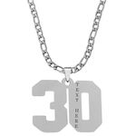 M Men Style 316 Stainless Steel 18K Customize Your 30 Jersey Number Necklace Sports Cricket Soccer Football Basketball Baseball for Boys Men Girls