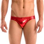 Gary Majdell Sport Mens Liquid Red Metallic Contour Pouch Bikini Swimsuit Size Large