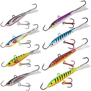 THKFISH Ice Fishing Jigs Ice Fishing Lures Ice Fishing Gear for Crappie, Panfish, Walleye, Bluegill Vertical Jigs Kit Ice Fishing Tackle 8PCS