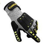 Mechanics Anti Vibration Gloves, TPR Anti Impact Cut Resistant Glove Heavy Duty Safety Work Gloves for Drilling Equipment Operation,Tool Handling, Mechanical, Automobile, Construction, Farming(1 Pair)