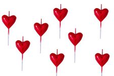 PartyToko Red Heart Stick Cake Candles/Topper for Birthday Parties/Wedding/Engagement/Valentines Day Celebration/Theme Party (Set of 5) (Red Heart Candle)