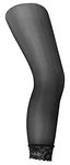 Mysasi Women's Fishnet Footless Tights Lace Edged Size. M. Black.