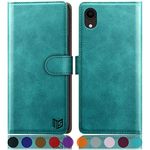 SUANPOT for iPhone XR 6.1 Inch case with [Credit Card Holder][RFID Blocking],PU Leather Flip Book Protective Cover Women Men for apple XR Phone case Blue Green