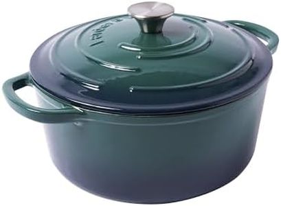 Larder & Vine Enameled Cast Iron Dutch Oven With Lid - Oversized Handles, Dome Lid, Dutch Oven for Bread Making – 5.7QT/5.4L - (Bondi)