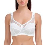 Ayigedu UK Plus Size Minimiser Bra Women Non-Wired Non-Padded Full Coverage Soft Cup Bra 40-DD White