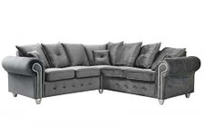 Hugo Sofa | 3 Seater 2 Seater Corner Sofa | Plush Velvet Grey | Living Room | Warranty Included… (Corner)