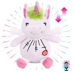 Hopearl Talking Unicorn Repeats What You Say Nodding Electric Interactive Animated Toy Speaking Plush Buddy Birthday Festival for Toddlers, 7.5''