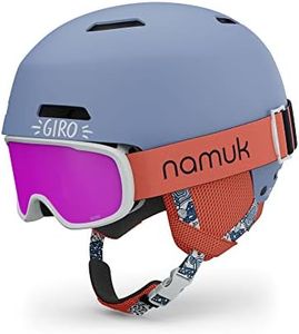 Giro Crue Combo Pack Toddler Ski Helmet - Snowboarding Helmet with Matching Goggles for Kids, Boys & Girls Namuk Purple Blue/Coral XS 48.5-52cm
