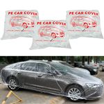 LuliKa Disposable Car Cover 3 Pack Clear Plastic Car Cover Universal Rain Dust Garage Cover with Elastic Band Medium (12' x 22')