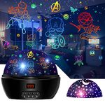 MOKOQI Kid Light Projector Superhero Toys for Boys 5-7 Avengers Night Light Projector with Timer for Kids Room, 360 Degree Rotation Toddler Nightlights with Spiderman Figurine Lamps and Star Projector