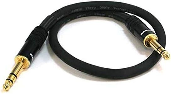 Monoprice Premier Series 1/4 Inch (TRS) Male to Male Cable Cord - 1.5 Feet- Black 16AWG (Gold Plated)