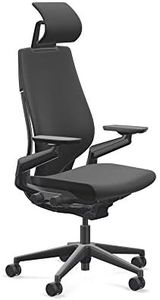 Steelcase Gesture Office Desk Chair with Headrest Plus Lumbar Support Cogent Connect Licorice 5S26 Fabric Standard Black Frame