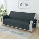 Story@Home Quilted Sofa Cover 3 Seater Fully Covered Plain | Microfiber Sofa Cover 3 Seater 170 x 175 cm Grey, 3 Seater Sofa Cover for Living Room | Create Your own Customized Set