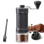 KharWette Portable Manual Coffee Grinder Conical Burr for Espresso French Press Pour Over Double Bearing Externally Adjustable Ceramic Burrs Capacity 25g