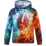 QURYPOMO Boys Hoodies Kids 3D Sweatshirt Casual Hooded Pullover Novelty Pattern Printed Long Sleeve Top with Pocket Green Rugby 12-14 Years