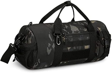 Huntvp Tactical Duffle MOLLE Handbag Gear Military Travel Carry On Shoulder Bag Small Valise (Black CP)