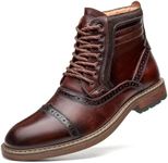 Arkbird Leather Oxfords, Stylish and Comfort Chelsea Ankle Boots with Zipper Brownish 8