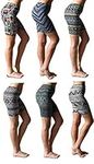 Sexy Basics Womens 3 Pack & 6 Pack Ultra Soft Brushed Active Stretch Yoga Bike Short Boxer Briefs, 6 Pack- Tribal Prints, 3X-Large