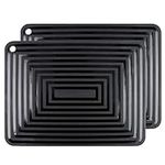 2 Pack Large Silicone Trivet Mats/Hot Pads,Pot Holder,9"x12" Non Slip Flexible Durable Heat Resistant Pot Coaster Kitchen Table Countertop Mats (Black)