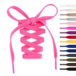 Handshop 2Pair Flat Shoelaces 5/16" - Shoe Laces Replacements For Sneakers and Athletic Shoes Boots Hot Pink 152cm