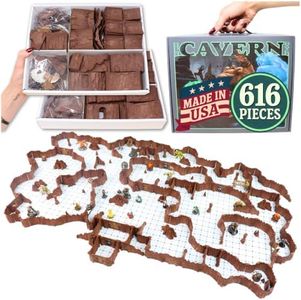 Dirt Cheap Dungeons Ogre Cavern Set - 616pc Modular Mega-Cave Kit - 28ft of Linear Walls for 1" Grid TTRPG - D&D, Pathfinder, Daggerheart