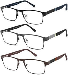 3-Pack Reading Glasses for Men Blue Light Blocking Trendy Metal Frame Computer Readers with Spring Hinges Anti Eye Strain/Glare Uv Ray Filter Eyeglasses(+2.5 Magnification Strength)