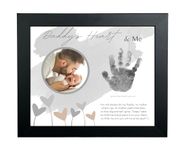 The Grandparent Gift Dad Handprint Frame: Daddy's Heart and Me, Blue, Black,