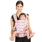 POLKA TOTS Peach Hugsy Abstract Floral Printed Adjustable Baby Carrier for New-Born to Toddler (3 to 24 Months)