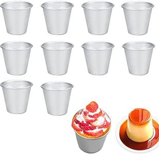 hzpolang 10 Pcs Pudding Moulds Aluminum Mini Pudding Basins Cups Nonstick Kitchen Baking Egg Tarts Tin Dariole Moulds for DIY Cooking Muffin Cupcake Jelly Desserts