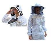 Oz Armour Beekeeping Suit Ventilated Poly Cotton Extra Cool Beekeeper Costume Kit with 2 Hoods Fencing/Folding & Round Brim Hat (L)