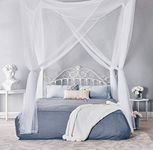 Classical 4 Corners Post Bed Canopy Twin Full Queen King Mosquito Net (White)