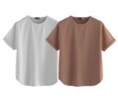 JUNEBERRY® Pure 100% Cotton Oversized Loose Baggy Fit Round Neck with Drop Shoulder White & Cork Half Sleeves Boyfriend T-Shirt for Women & Girls (PO2_BF_43WT_46CR_M)