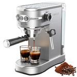 UN1QUE Espresso Machine, 20-Bar Coffee Maker Adjustable Pressure, 1450W Stainless Steel Coffee Machines with Milk Frother, Cappuccino & Latte Maker for Home and Office