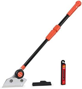 EHDIS Raschietto Vetro Telescopico, 16-23inch, con 10 Lame in Acciaio al Carbonio, Raschietto per Vetro e Piastrelle con Impugnatura Morbida, per Rimuovere Colla, Adesivi e Carta da Parati