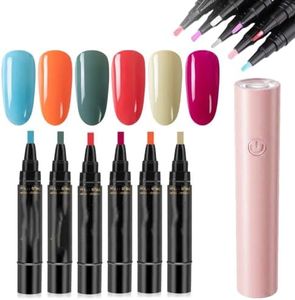 One Step Nail Gel Pen Nail Polish Pen Set with Nail Lamp Pen, Set F