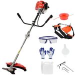 Gas Powered String Trimmer, 52cc 2-Cycle Engine, 10-in Cutting Swath, Ergonomic Straight Shaft, Cordless String Trimmer, Gas Weed Wacker, Multi Functional Garden Trimming Tools Gas Weed Eater (Red)