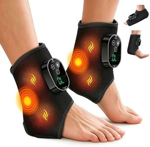 2 Pack Foot Massager with Heat, Cordless Ankle Massager & Leg Massager with 6 Heating 3 Massage Modes & Timer, Portable Heated Ankle Wrap for Home Travel Use