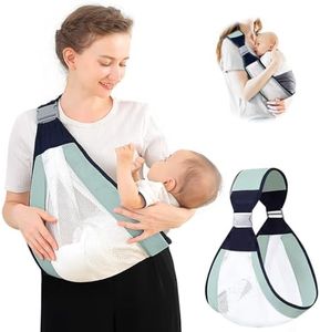 Baby Sling Carrier, Adjustable Baby Holder Carrier, Baby Half Wrapped Sling Hip Carrier, One Shoulder Labor-Saving, Lightweight Breathable Mesh Fabric for Newborn to Toddler Up to 45 lbs (Green)