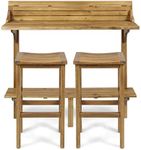 Christopher Knight Home Caribbean Outdoor Acacia Wood Balcony Bar Set, 3-Pcs Set, Natural Stained Light Brown