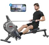 Dripex Rowing Machines for Home Gym, Rowing Machine with 16 Levels of Adjustable Resistance, 350LB Weight Capacity, Durable Slide Rail, Bluetooth App Supported, LCD Monitor, Magnetic Rower Machine