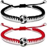 2 Pcs Soccer Bracelets for Women Adjustable Friendship Bracelets for 2 Soccer Ball Charm Bracelets Sports Soccer Gifts for Men Women