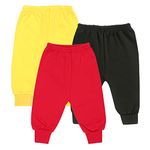 CLAP Unisex Baby Winter Warm Pants Kids Fleece Pajamas Leggings Set of 3 (9-12 Months, Red Yellow Olive)