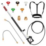 24 FT Telescoping Pressure Washer Wand - High Pressure Washer Wand Included Power Washer Extension Wands, Gutter Cleaner, 5 Spray Nozzle Tips, 2 Hose Adapters and Support Belt