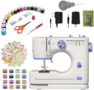 Stoigeld Sewing Machine for Beginners with 20Pcs Fabric & 32Pcs .Needles 10pcs/1bag.Sewing Threads Kit,Portable Sewing Machine with 12 Built-in Stitches & 2 Speed(High-Low Speeds)-SM-725-1