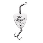 Melix Home Fishing Hooks You are The Greatest Catch of My Life Gifts for Fishermen Fish Hook Jewerly (White)