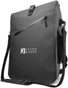 SEVENRIVERS 3-in-1 Bicycle Bag - Backpack, Pannier Rack Bag & Shoulder Bag in One - Waterproof & PVC Free - Includes Laptop Bag (24L) (Anthracite)