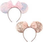 DRESHOW 2 Pack Mouse Ears Bow Headb