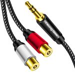 3.5mm to 2RCA Female Cable 2m,Yeung Qee 3.5mm Male to 2 RCA Female Jack Stereo Audio Cable Y Adapter for iPod, Tablets, MP3,HiFi Stereo System, Speaker (2M)