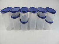 Tupperware Swiss 2.3L (2) + 1.7L (2) + 1.1L (4) + 500ml (2) Blue Schütte Modular