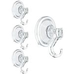 WOVTE Suction Hooks, 4 Packs Powerful Push and Lock Vacuum Multi-Purpose Suction Hanger Heavy Duty Max Holding 3KG for Bathroom,Kitchen Hanging Suction